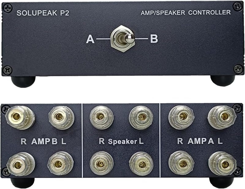 SOLUPEAK P2 2(1)-in-1(2)-Out Amp Amplifier Speaker Switcher Selector Switch Splitter 2-Way Loudspeaker Control Combiner Box - Image 1